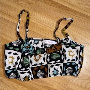 Lisa Says Gah Anthropologie Patterned Patchwork Crop Top Size Small Shells Sun